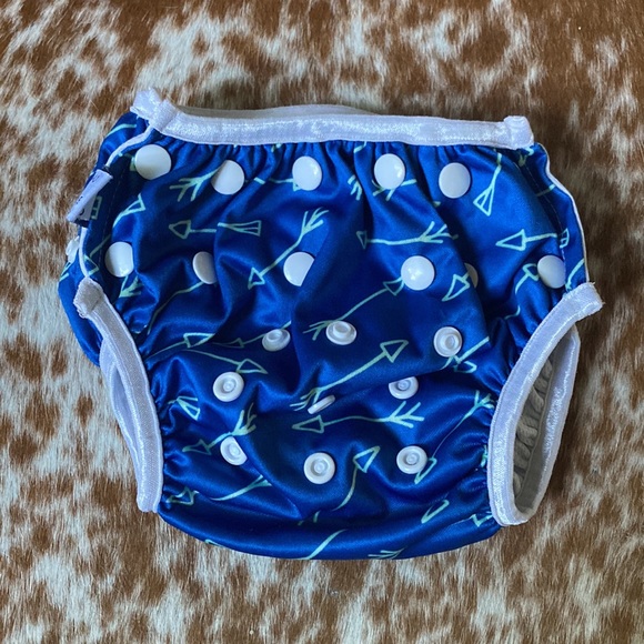 Beau & Belle diaper cover Baby Cloth Swim Diaper Blue Green Arrows Adjusts - Picture 11 of 12